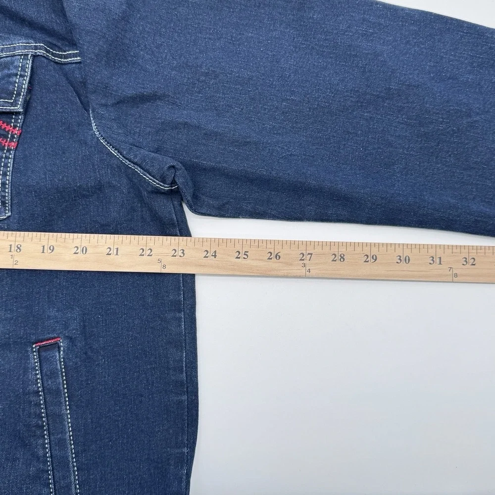 True Religion Ladder Stitch SN Denim Jacket Large, Dark Hawks Eye Wash,MSRP $184
